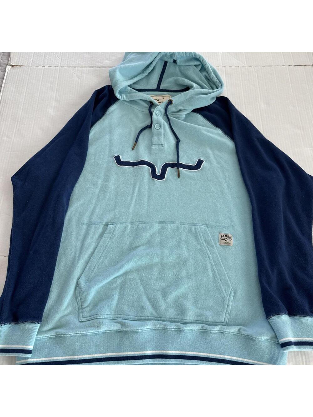Kimes Ranch Light Blue and Navy Hoodie Sweatshirt